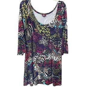 Salaam size M 3/4 sleeves scoop neck animal floral print dress